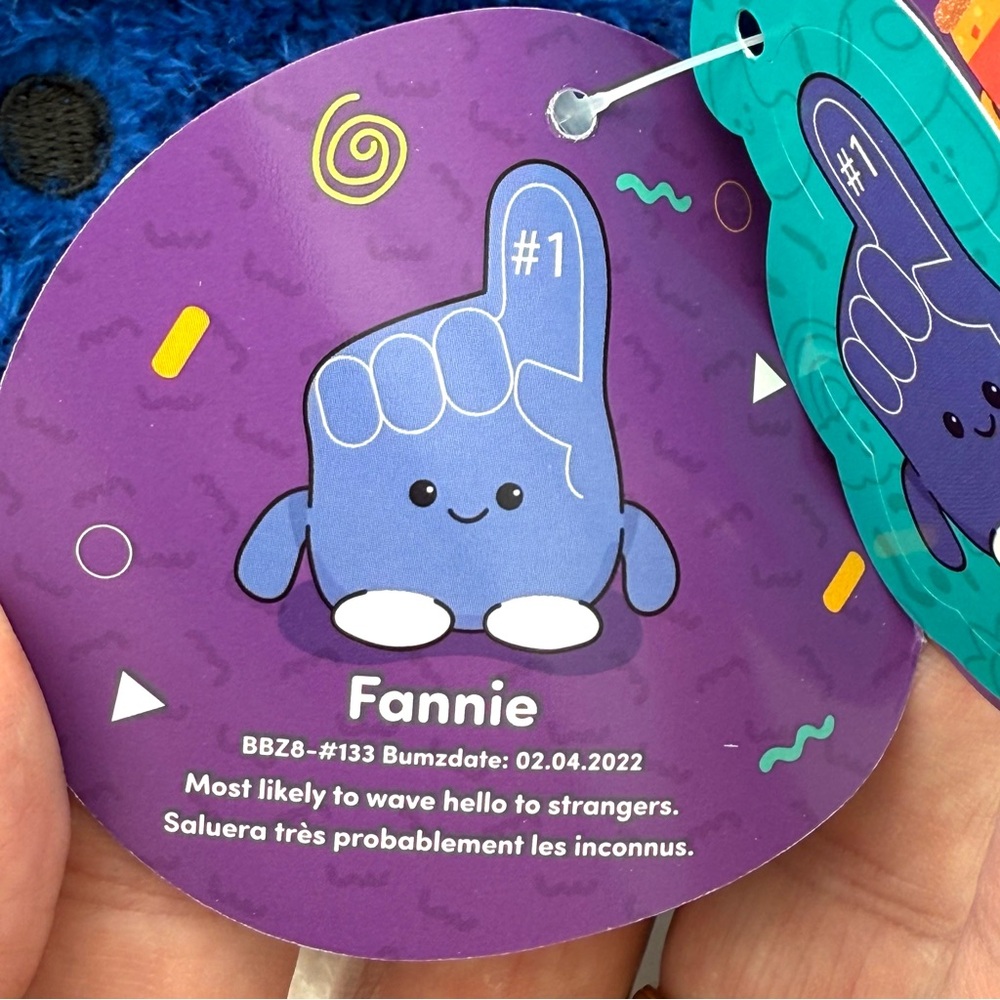 ✌️ Fannie 🥇 the Finge NWT New Retro Bum Bumz Plush Bean 7.5" Kelly Toy Beaded - Picture 2 of 2